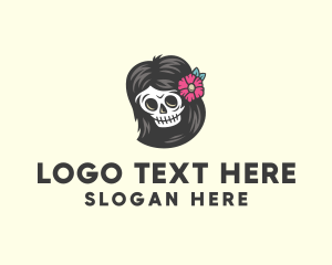 La Catrina - Daisy Skull Lady logo design