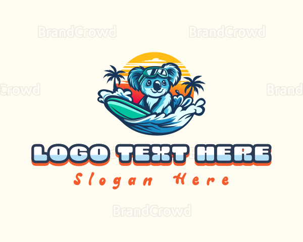 Koala Surfing Wave Logo