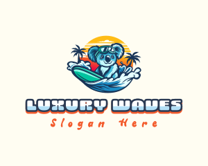 Koala Surfing Wave logo design