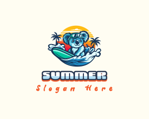 Koala Surfing Wave logo design