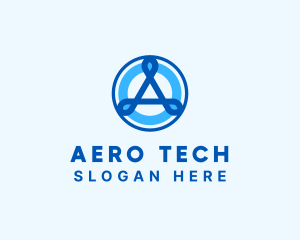 Blue Tech Letter A logo design