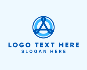 Aw - Blue Tech Letter A logo design
