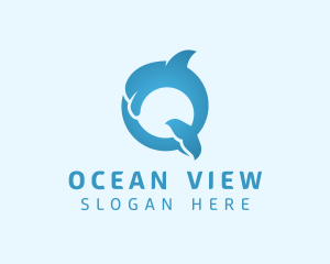 Dolphin Aquarium Letter O logo design