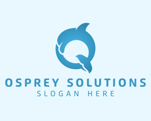 Dolphin Aquarium Letter O logo design