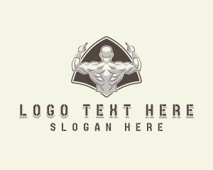 Training - Strong Muscle Man logo design