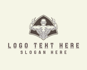 Muscle Man - Strong Muscle Man logo design