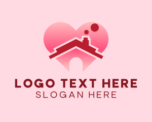 Heart - Pink Heart House logo design