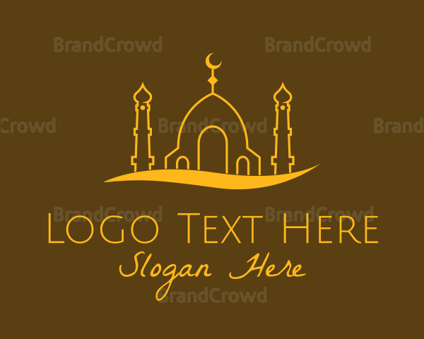 Golden Mosque Outline Logo