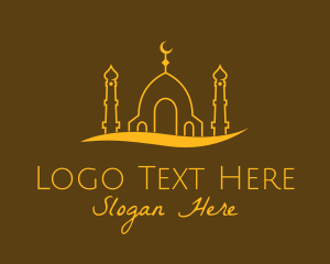Islam - Golden Mosque Outline logo design