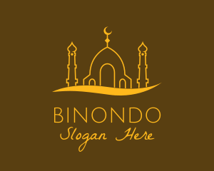 Golden Mosque Outline Logo