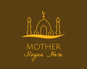 Golden Mosque Outline Logo