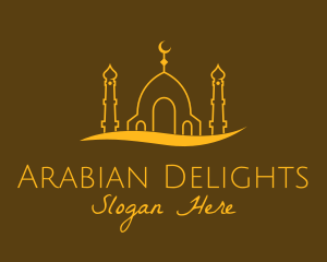 Arabic - Golden Mosque Outline logo design