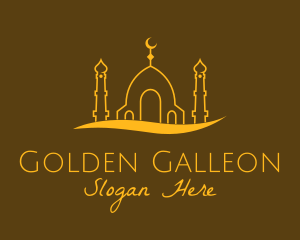 Golden Mosque Outline logo design