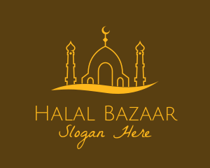 Golden Mosque Outline logo design