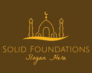 Niqab - Golden Mosque Outline logo design