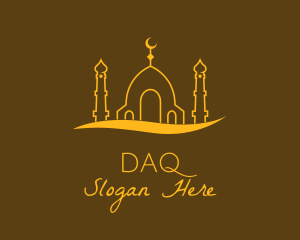 Islamic - Golden Mosque Outline logo design