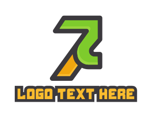 Seven - Futuristic Number 7 Gaming logo design