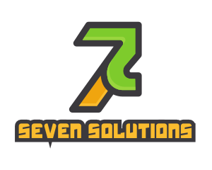 Seven - Futuristic Number 7 Gaming logo design