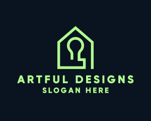 Simple Lightbulb House logo design