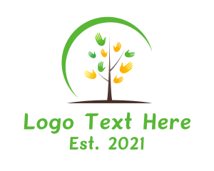 Tree - Hand Tree Environmentalist logo design