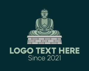 Shrine - Green Buddha Statue logo design