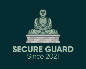 Shrine - Green Buddha Statue logo design