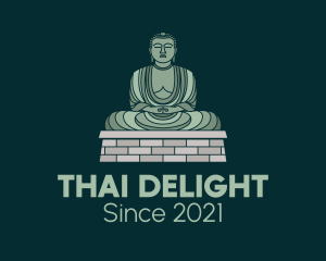 Thailand - Green Buddha Statue logo design