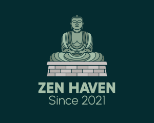 Buddha - Green Buddha Statue logo design