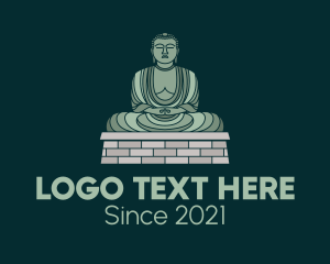 Thai - Green Buddha Statue logo design