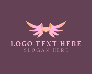 Lent - Heart Angel Wings logo design