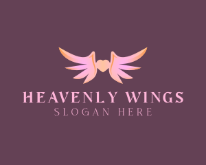 Angel - Heart Angel Wings logo design