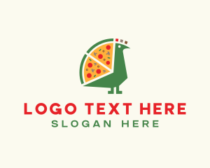 Toppings - Pizza Slice Peacock logo design