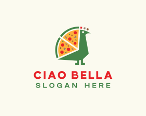 Pizza Slice Peacock logo design