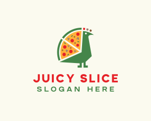 Pizza Slice Peacock logo design