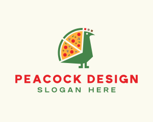 Peacock - Pizza Slice Peacock logo design