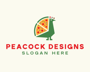 Pizza Slice Peacock logo design