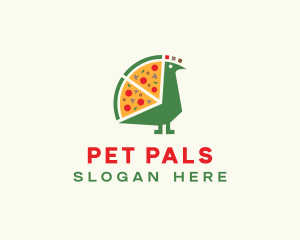 Pizza Slice Peacock logo design