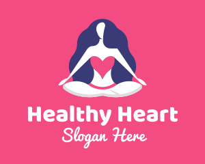 Wellness Heart Yoga Woman logo design