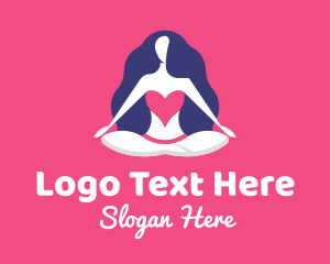 Relaxation - Wellness Heart Yoga Woman logo design