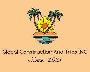 Palm Tree - Sunflower Beach Island logo design