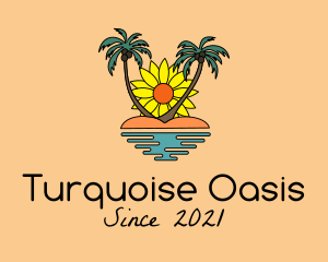 Sunflower Beach Island logo design