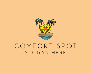 Sunflower Beach Island logo design