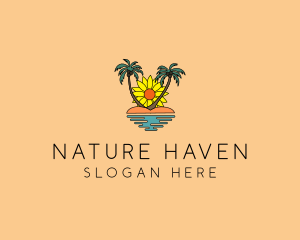 Sunflower Beach Island logo design