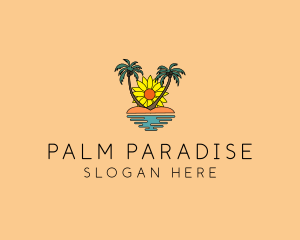 Sunflower Beach Island logo design