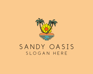 Sunflower Beach Island logo design