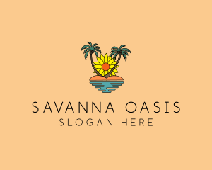 Sunflower Beach Island logo design