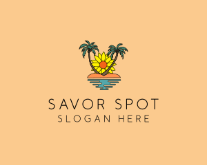 Sunflower Beach Island logo design