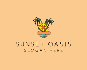 Sunflower Beach Island logo design