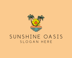 Sunflower Beach Island logo design