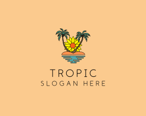 Sunflower Beach Island logo design